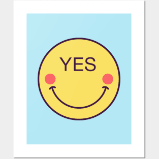 Emoji face icon with phrase Yes Posters and Art